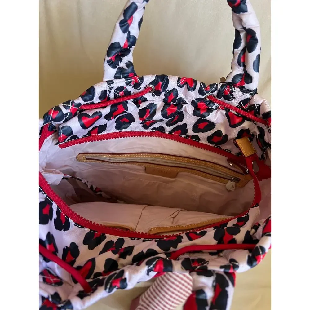 MZ Wallace Small Metro Convertible Backpack Pink Heart Leopard Bag